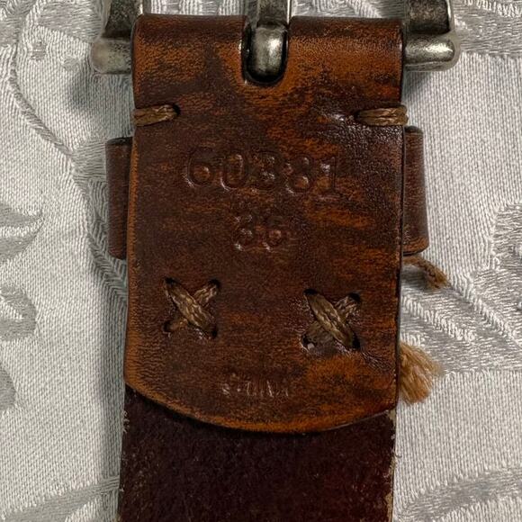 PERFORATED Belt Leather Cognac Brown Sz32 Bodied Chucky Equestrian Country Ranch - Picture 2 of 5